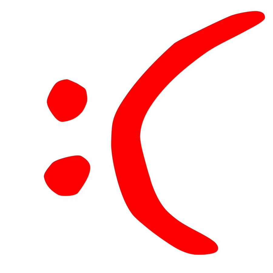 Símbolo de una cara triste roja